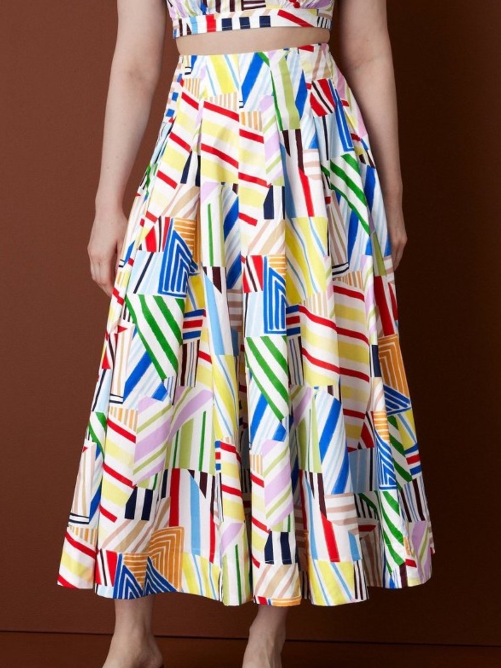Rosie Assoulin x Target Multi size 8 new w tags Pleated Poplin Madras Midi Skirt